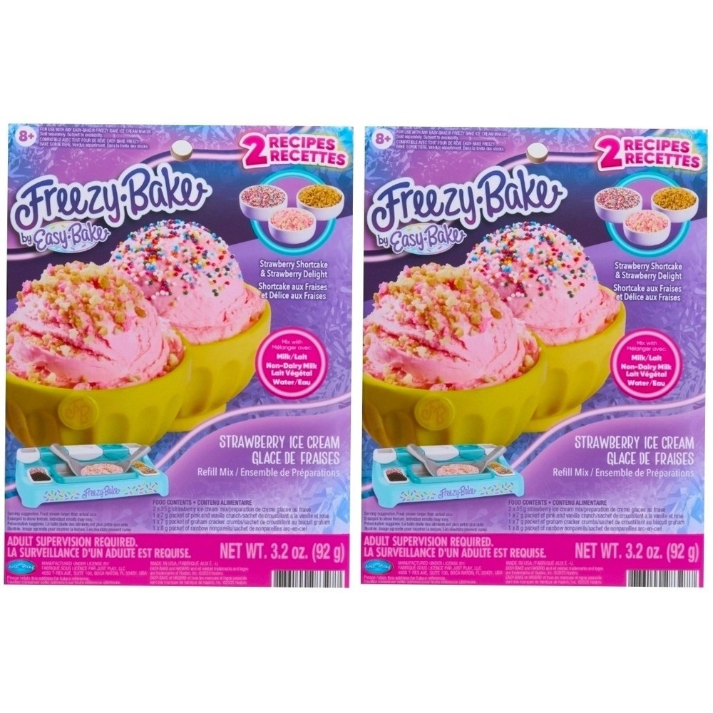 Easy Bake Freezy Strawberry‎ Shortcake Delight Ice Cream Refill Mix 2-Pack New